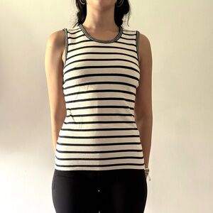 J. Crew Navy and WarmWhite Striped Tank Top